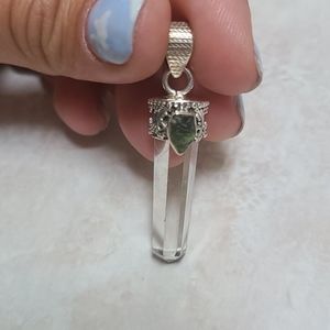 Sterling Silver Quartz & Moldavite Necklace